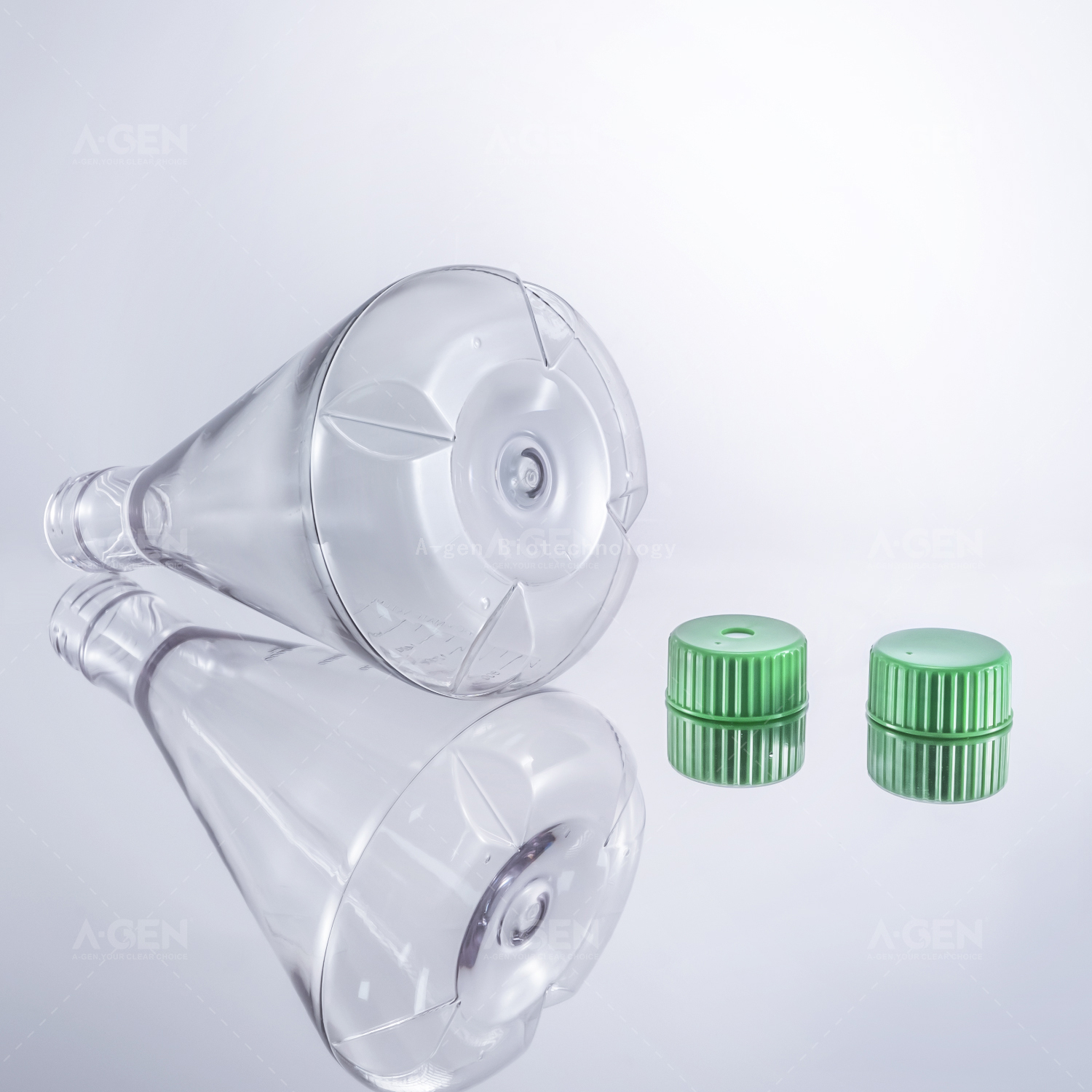 New 2L PC Sterile Sealed Cap 2000ml Breathable Cap Triangle Shaker Flask for Cell Culture