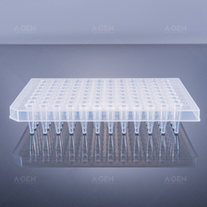 200μL，96 Well PCR plate, Semi-skirt,,clear mark， transparent