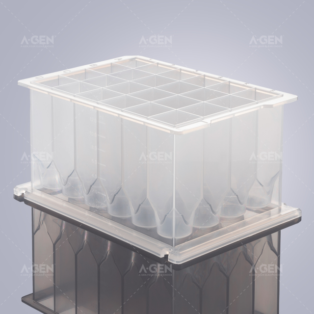 24 square deep well plate, 15mL, V bottom, I-shaped