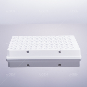 200μL PCR plate full skirt, black logo (milky white))
