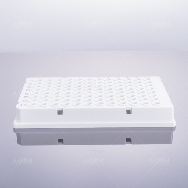 200μL PCR plate full skirt, black logo (milky white))