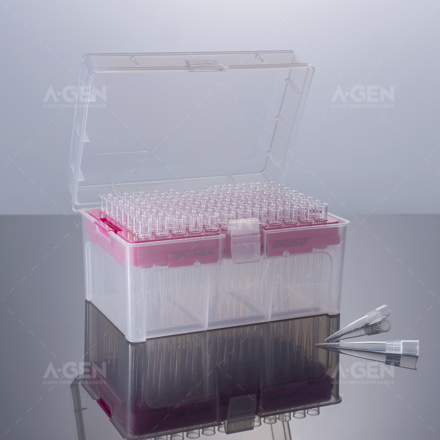 Rainin Sterilization 200uL transparent pipette tips packed in Rack 