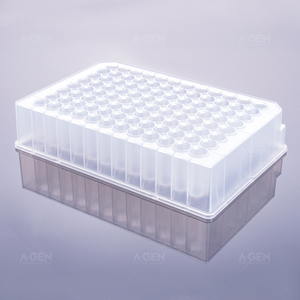 96 round well plate, V-shaped bottom, 1.1ml, shared wall