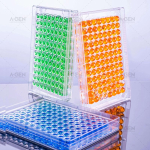A-Gen 96-well U-bottom Elisa plates with clear lids, multi-color