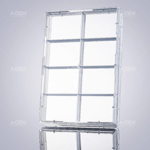 A-Gen 8-well square cell culture plate with high optical consistency for immunofluorescence